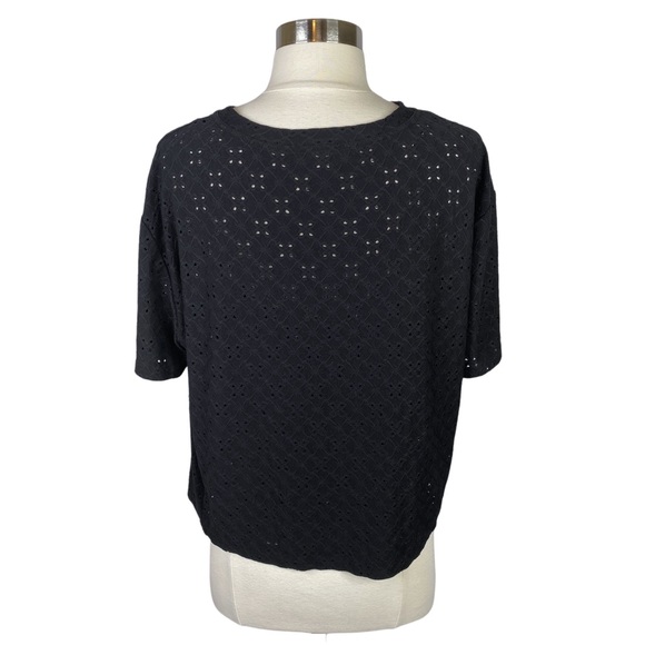 Nanette x Nanette Lepore Black Eyelet Tie Front Top - Picture 5 of 6